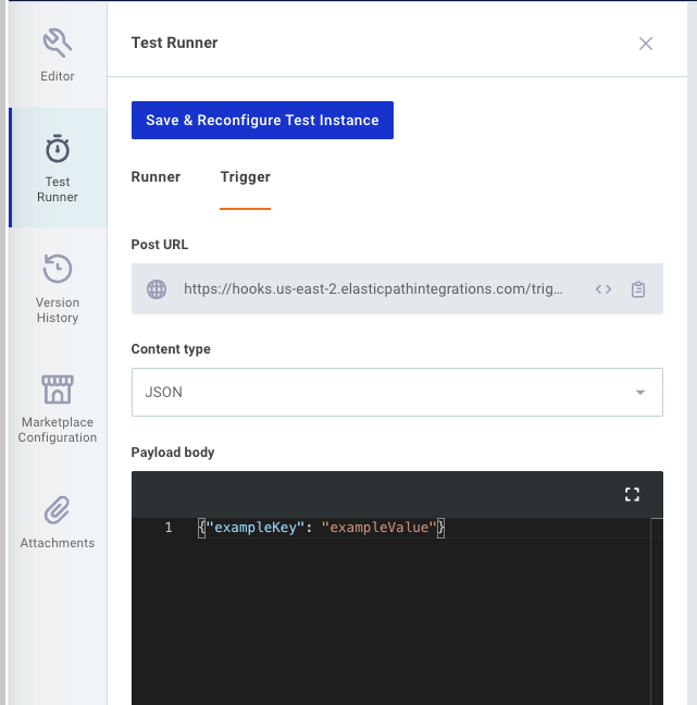 Reference integration trigger payload